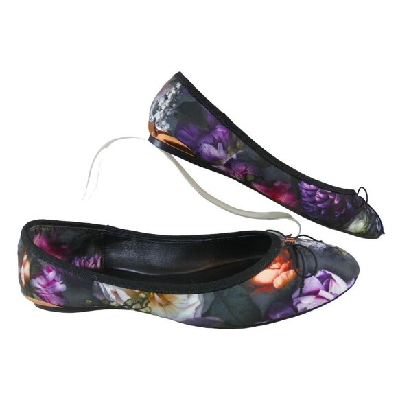 Ted Baker London Imme floral ballet flats shoes NEW Size US 7 EU 38 #855 - Picture 1 of 8